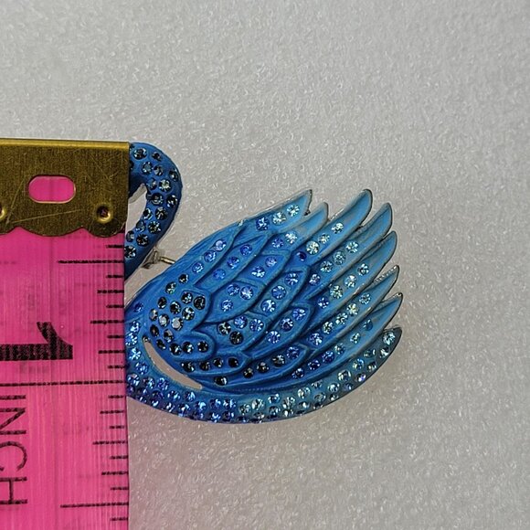 Blue Swan Brooch Pin - Picture 6 of 10